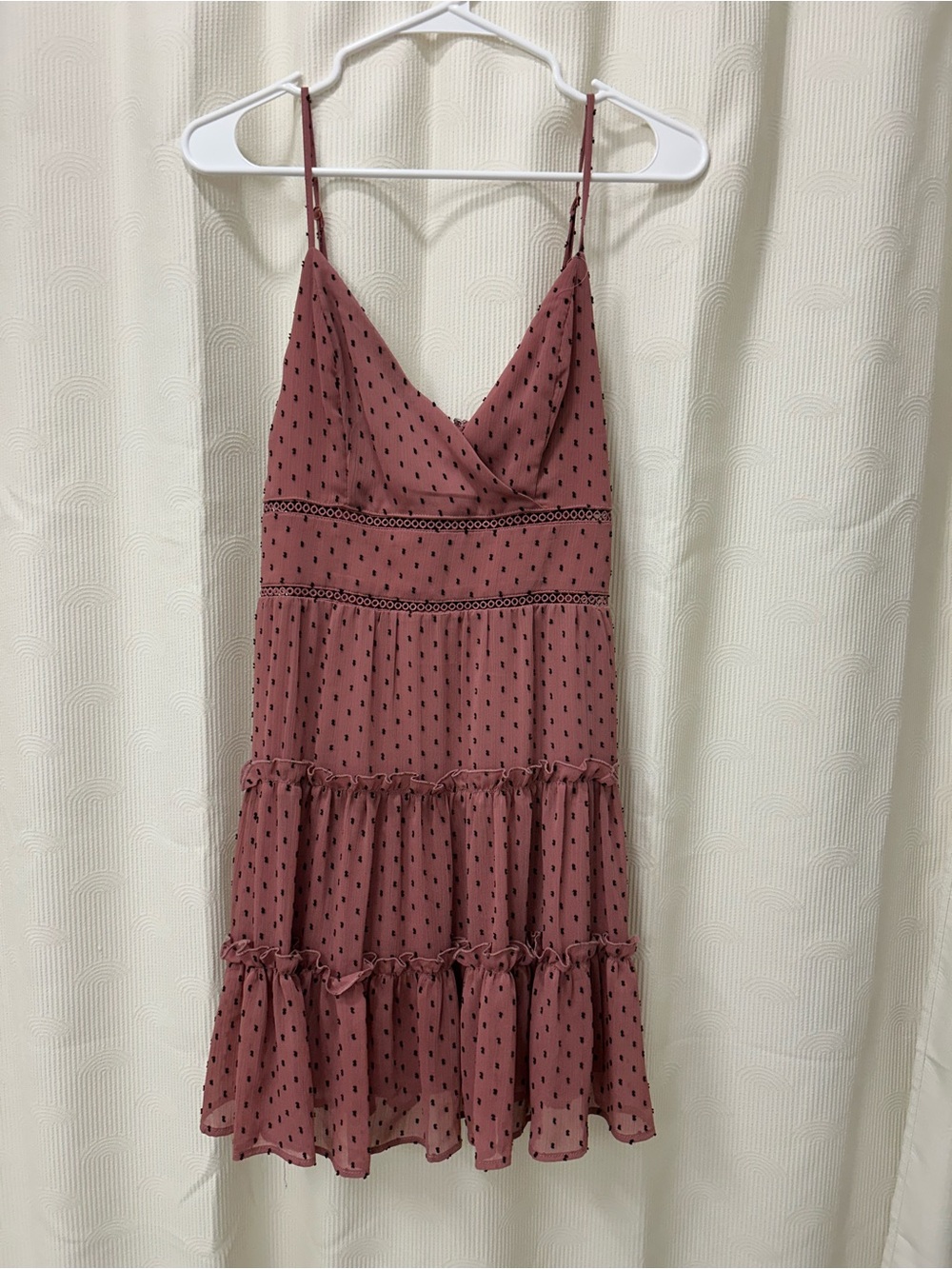 Altar'd State Dusty Rose Polka Dot Spaghetti Strap Mini Dress